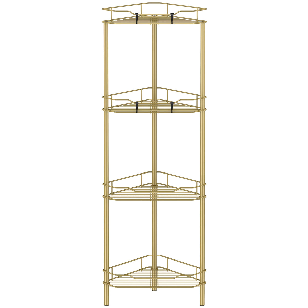 HuggieGems 4-tier corner shower caddy gold with organized bathroom storage.