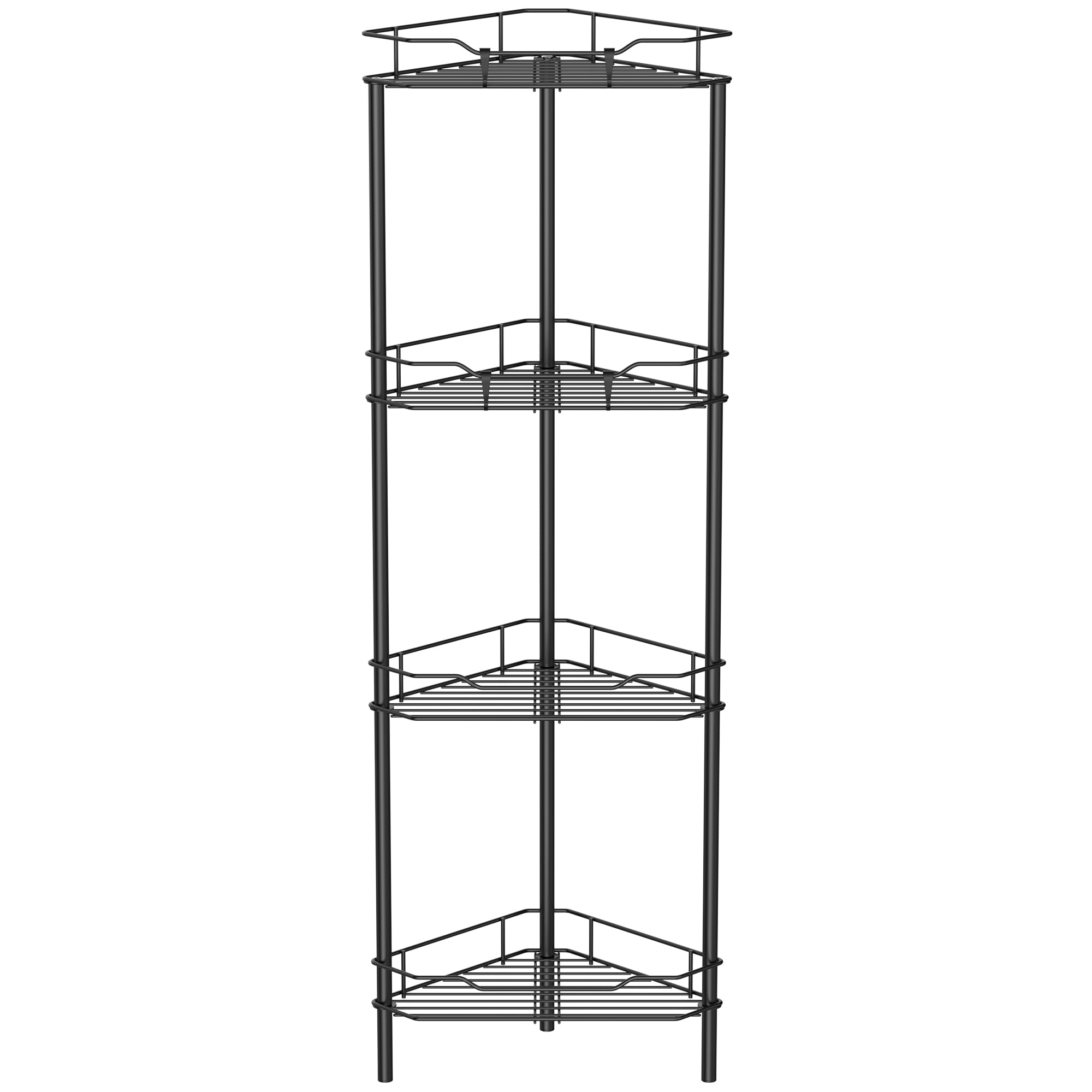 HuggieGems 4-tier corner shower caddy keeps toiletries organized and accessible.