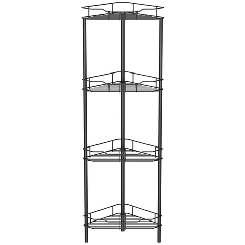 HuggieGems 4-tier corner shower caddy keeps toiletries organized and accessible.