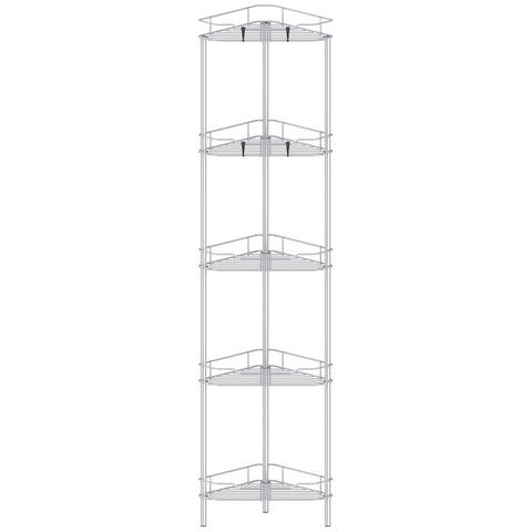 HuggieGems 5-tier corner shower caddy front view for organized bathroom storage.