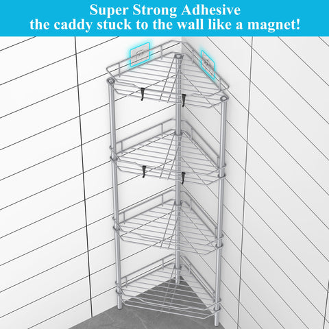 HuggieGems bathroom shelf stand, side angle shows stable floor-standing design and easy reach hooks.