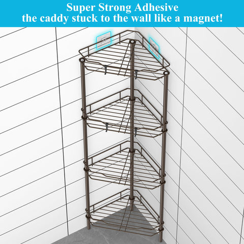 HuggieGems bronze floor-standing shelf with hooks for brushes.