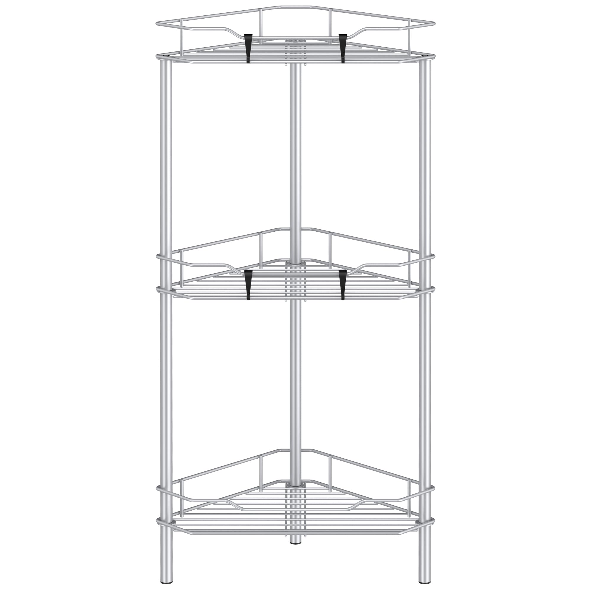 HuggieGems corner shower caddy assembly keeps towels and items neatly stored.