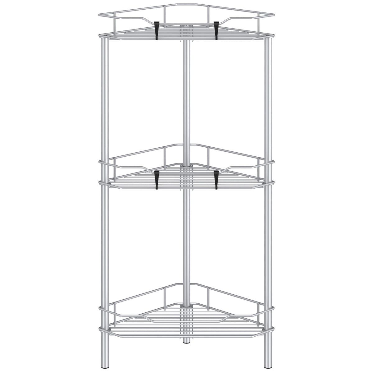 HuggieGems corner shower caddy assembly keeps towels and items neatly stored.