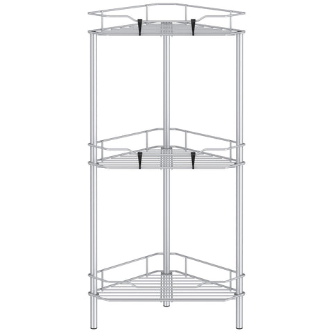 HuggieGems corner shower caddy assembly keeps towels and items neatly stored.