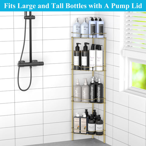 HuggieGems drain-design shelves gold help water drain away after use.