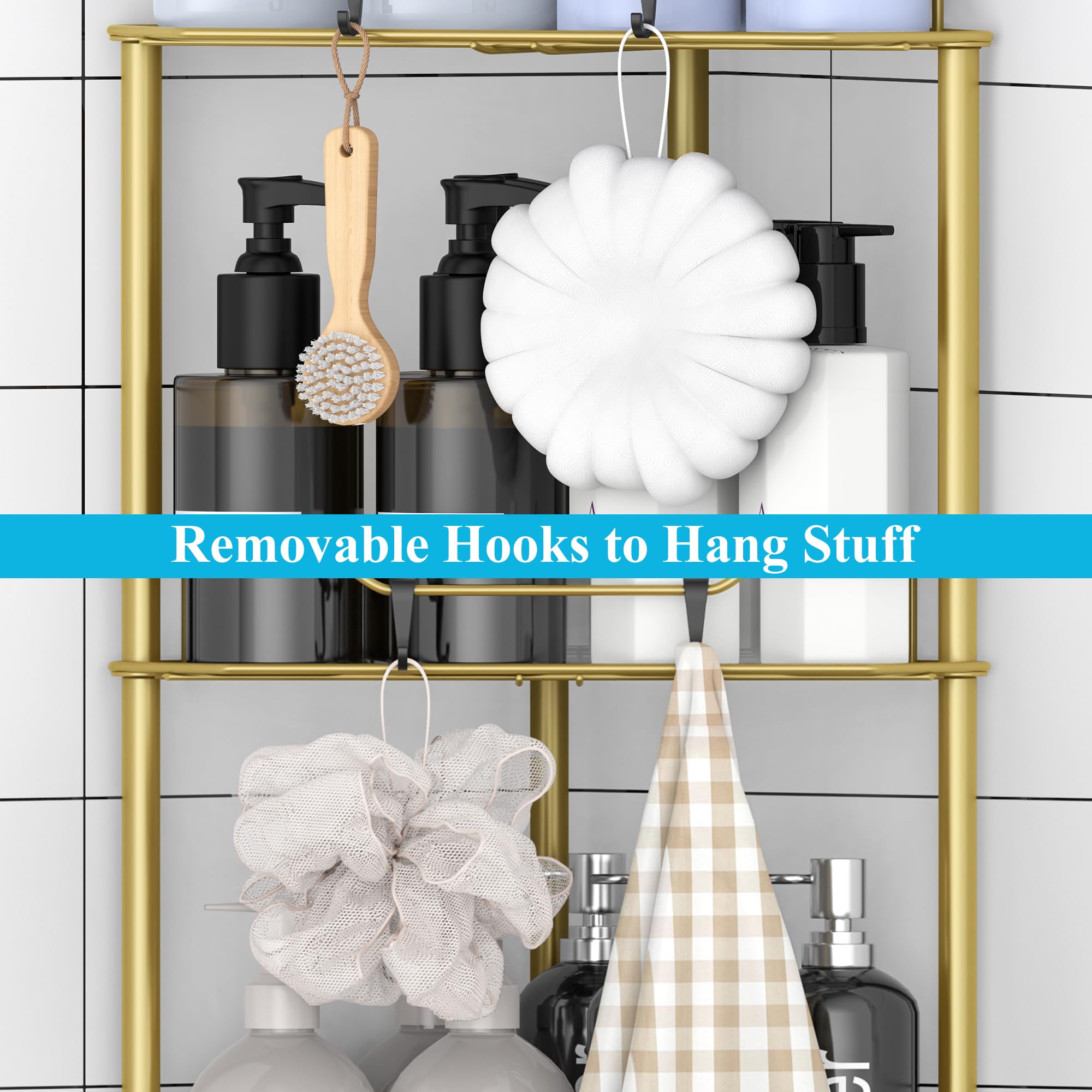 HuggieGems rustproof metal frame gold resists bathroom moisture.