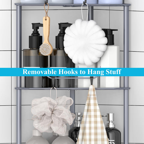 HuggieGems shower caddy hooks keep brushes and razors within reach
