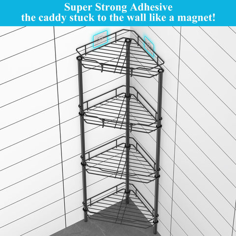 HuggieGems shower caddy hooks hold razors, brushes, and loofahs neatly.