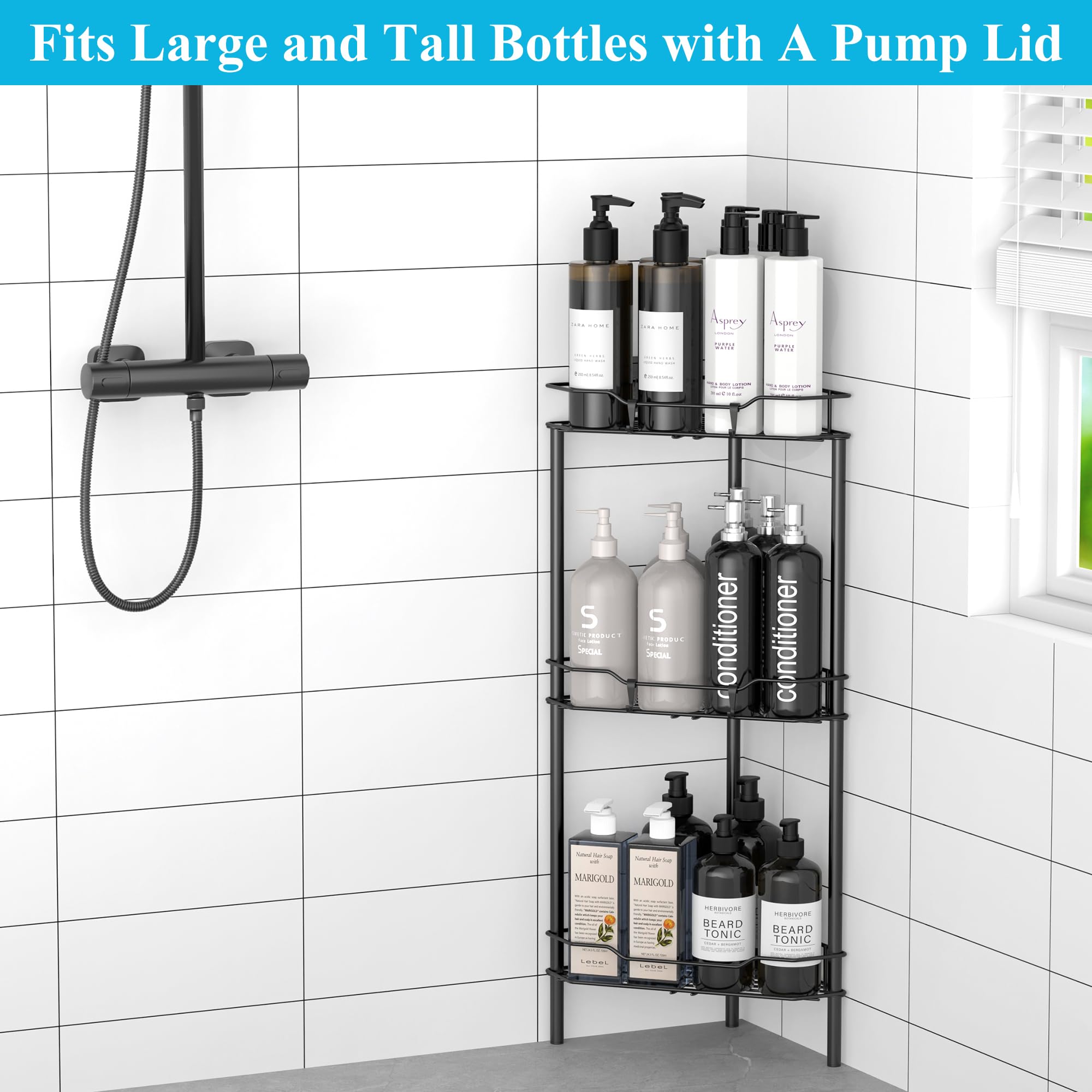 HuggieGems standing rack on the bathroom floor saves wall space.