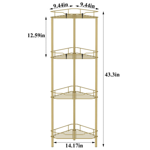 HuggieGems stable base shower rack gold provides solid support.