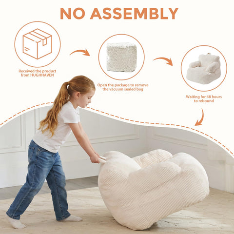 HUGHEAVEN Bean Bag Chair pocket stores toys and remotes nearby.