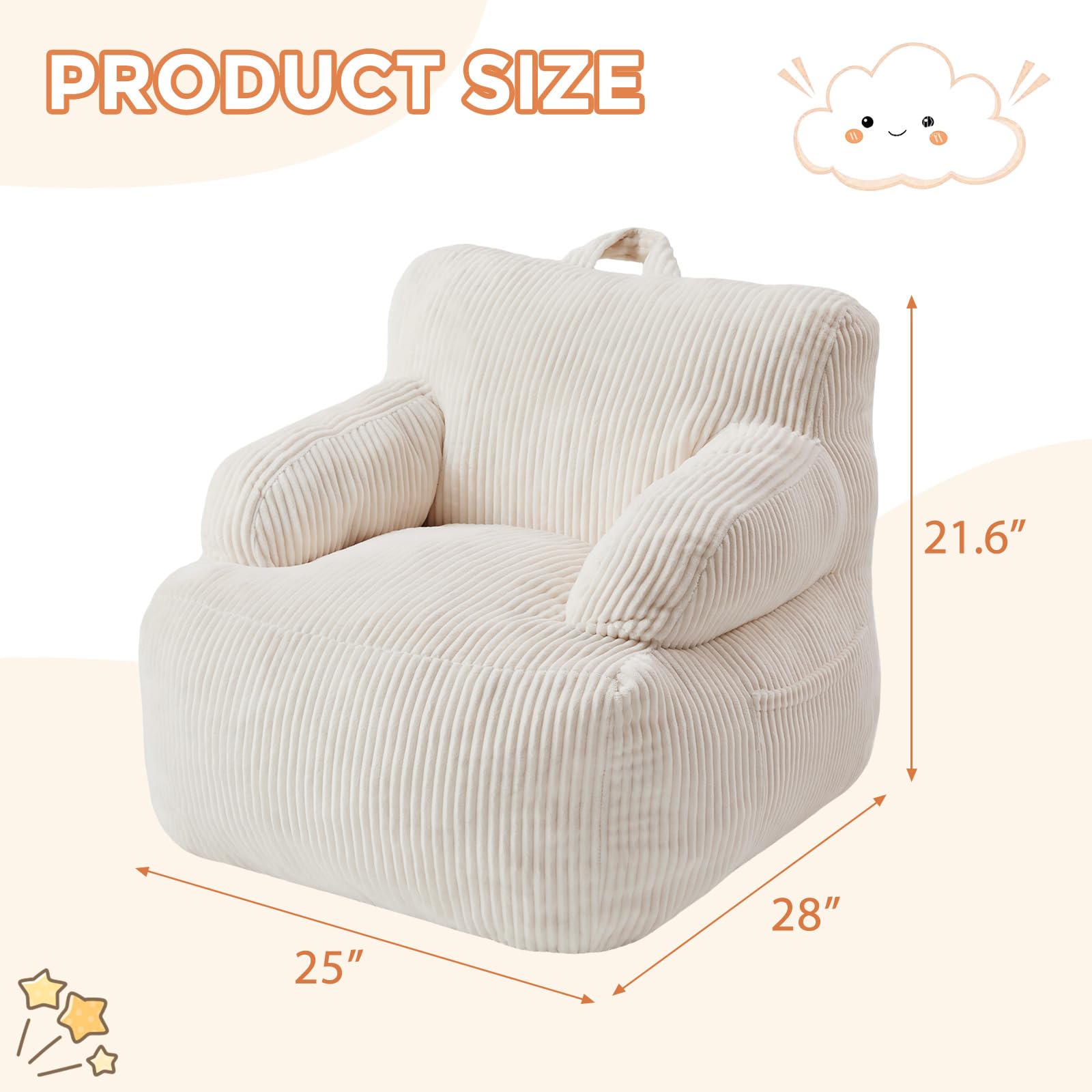 HUGHEAVEN Corduroy-soft fabric adds cozy texture to the bean bag.