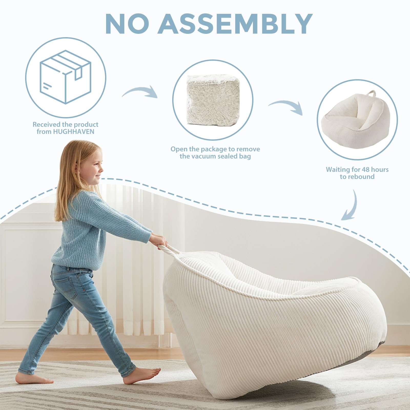 HUGHEAVEN high-density shredded foam filling provides gentle support