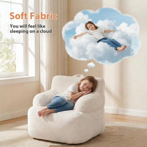 HUGHEAVEN Kids Bean Bag Chair with cloud-softness for plush comfort.