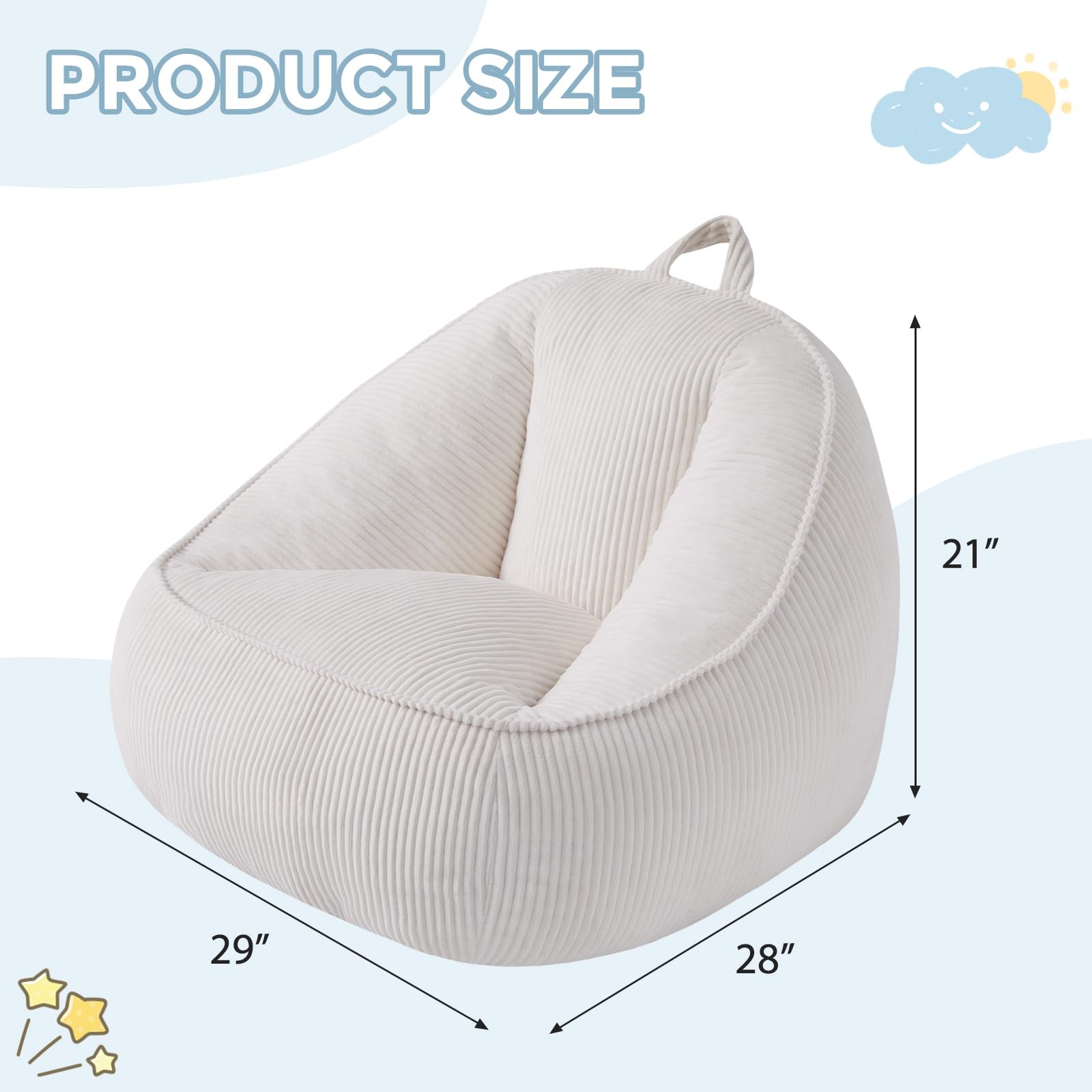 HUGHEAVEN toddler bean bag chair close-up fabric texture
