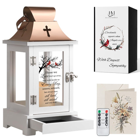 HugMemories memorial lantern with drawer stores keepsakes close to heart.