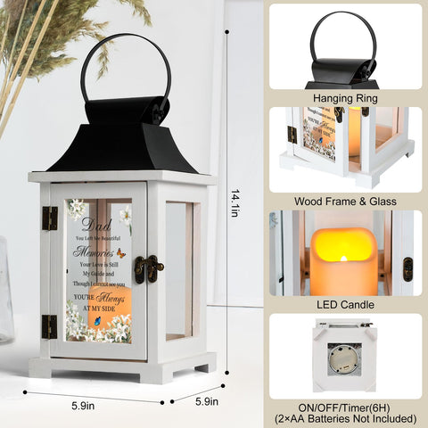 HugMemories LED timer lantern with 6-hour cycle.
