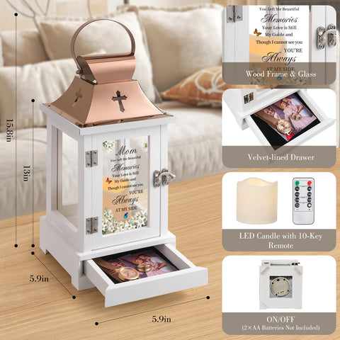 HugMemories Memorial Lantern lily butterfly pattern enhances a comforting memory display