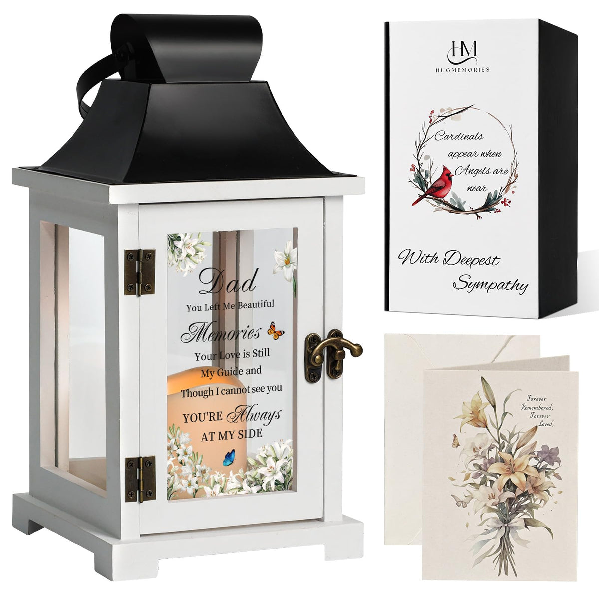 HugMemories memorial lantern for loss of dad with soft glow.