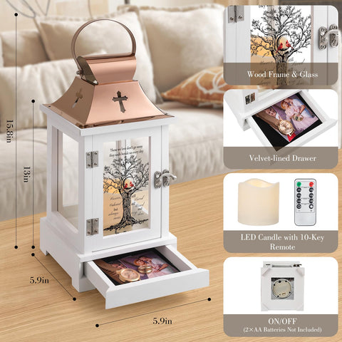 HugMemories memorial lantern remote control adjusts brightness and timing.