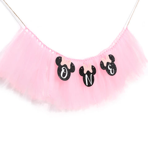 HUHJRUAR Mouse One high chair banner cake smash backdrop easy to arrange.