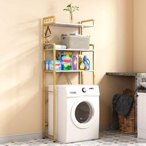 Huhote bathroom storage with sturdy metal bracket enhances stability.