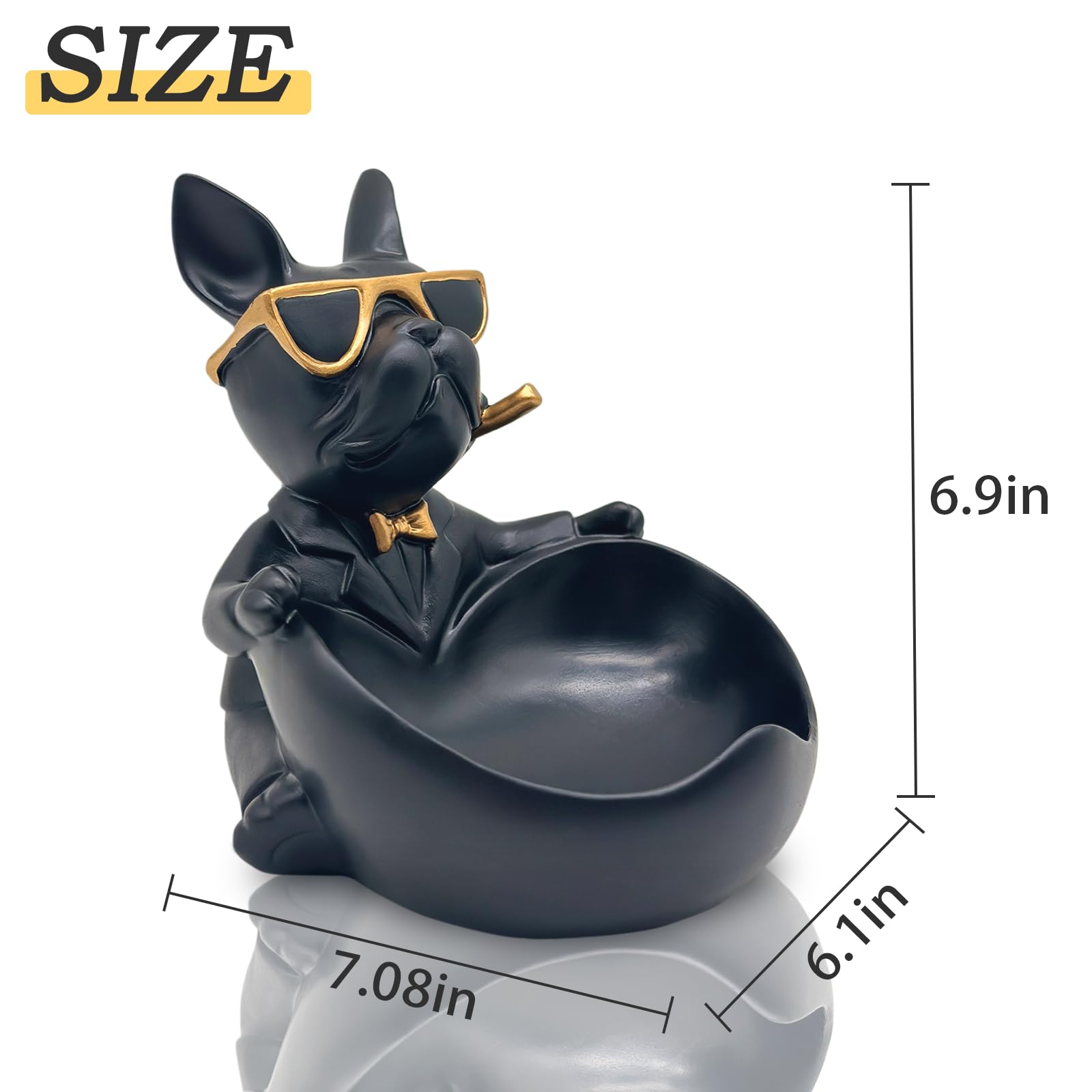 Huhote bulldog figurine for entryway display and organization