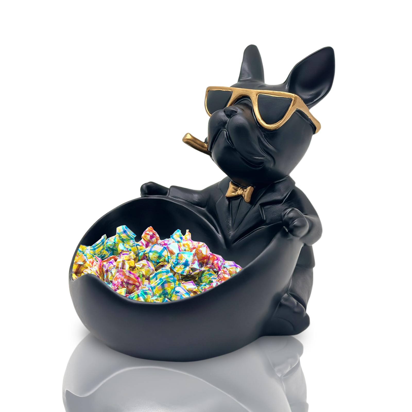 Huhote Bulldog candy bowl heart shape for decorative storage