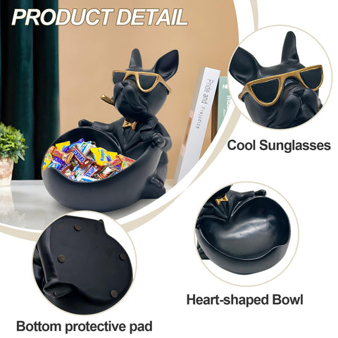 Huhote resin bulldog statue for a durable office desk accent