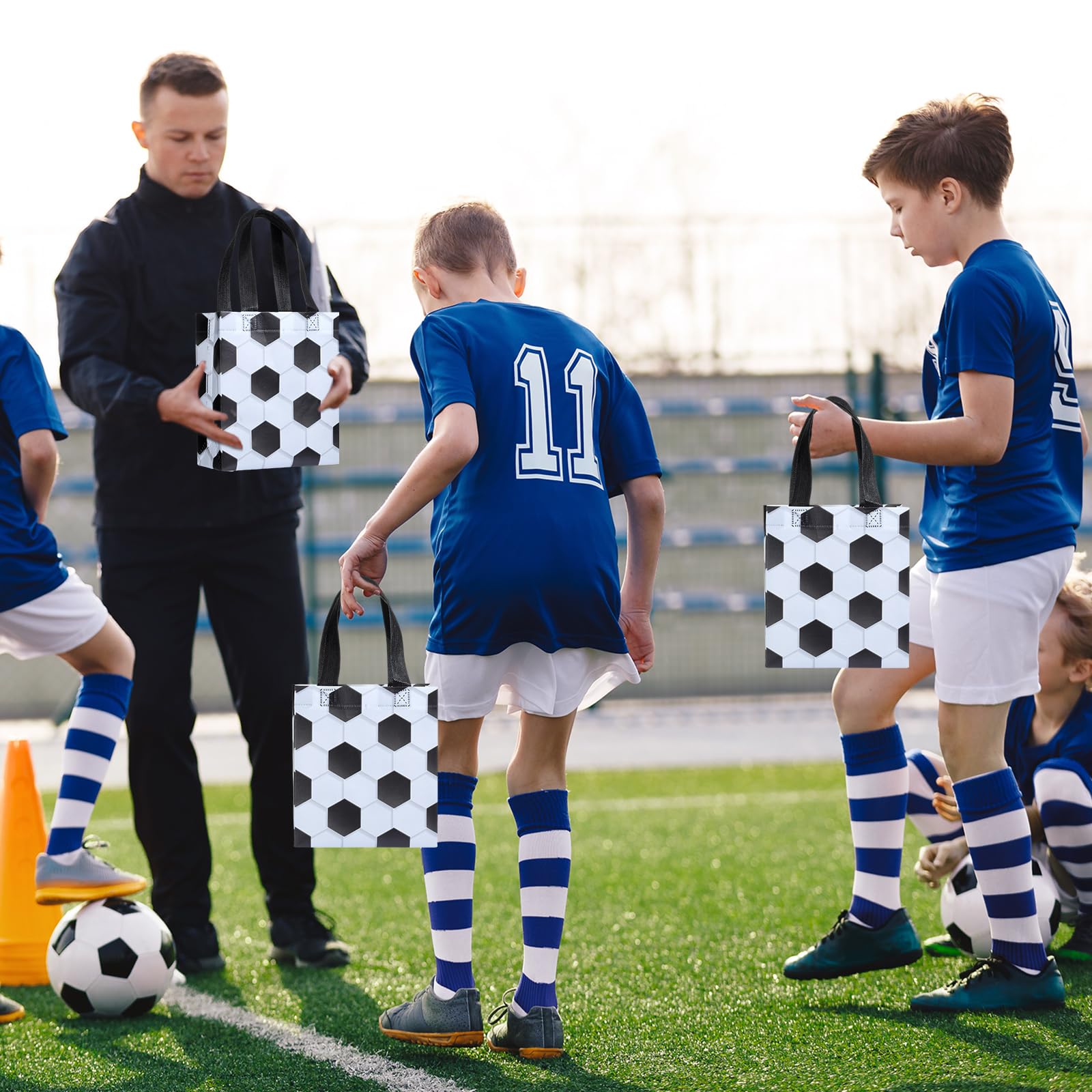 Huhumy non-woven soccer bag with handles, durable and reusable gift option.