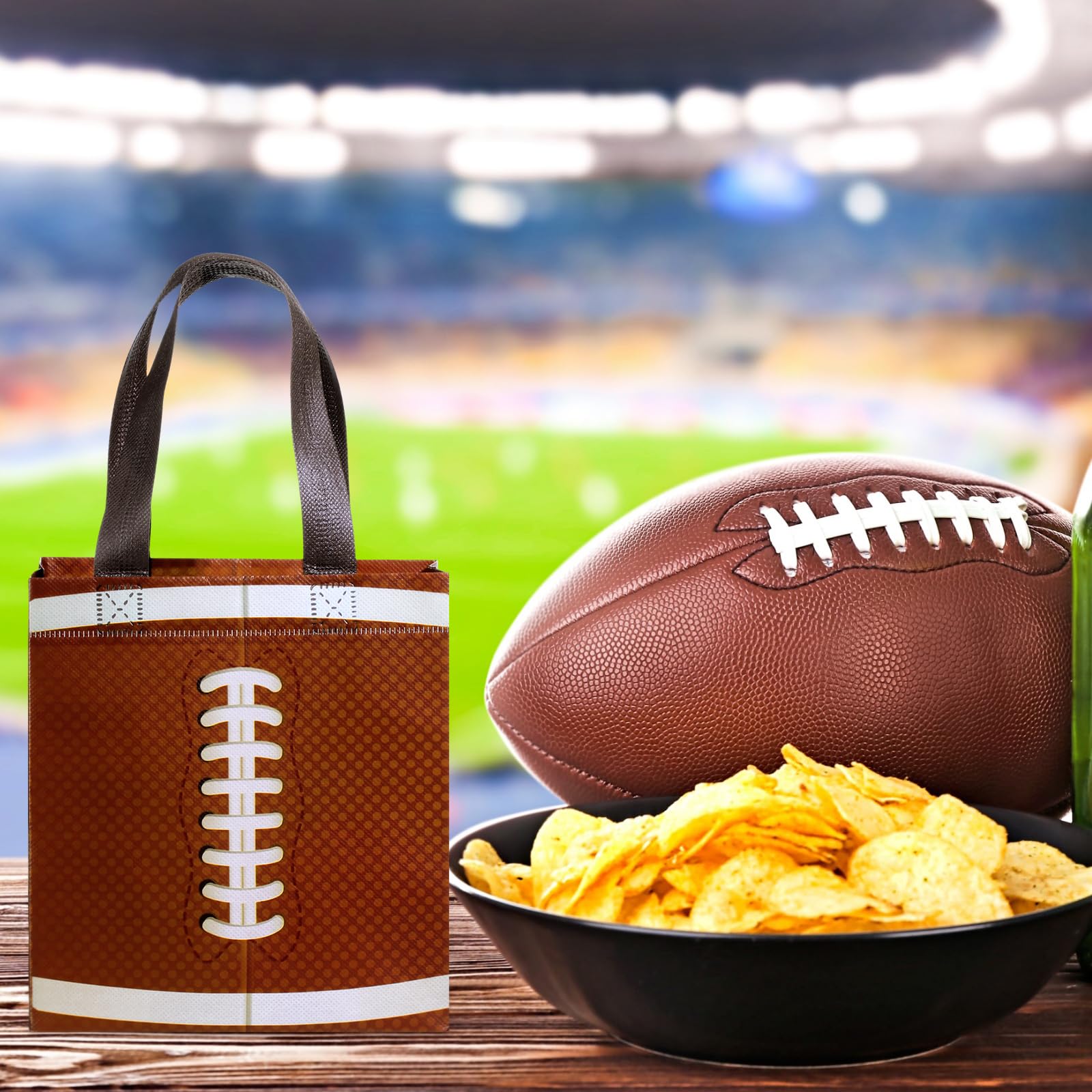 Huhumy party decoration idea with reusable gift bags at sports event.