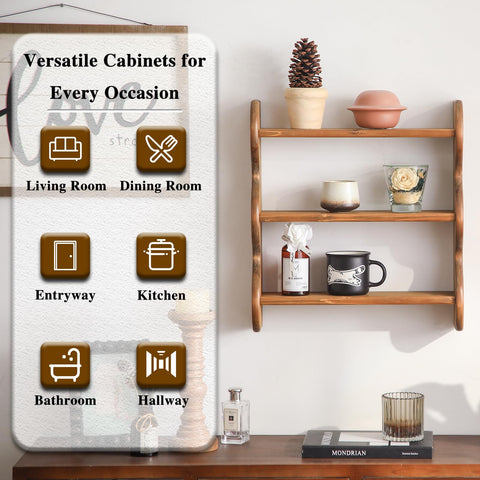 HuiDao living room setup featuring the 3-tier wall shelf with decor.