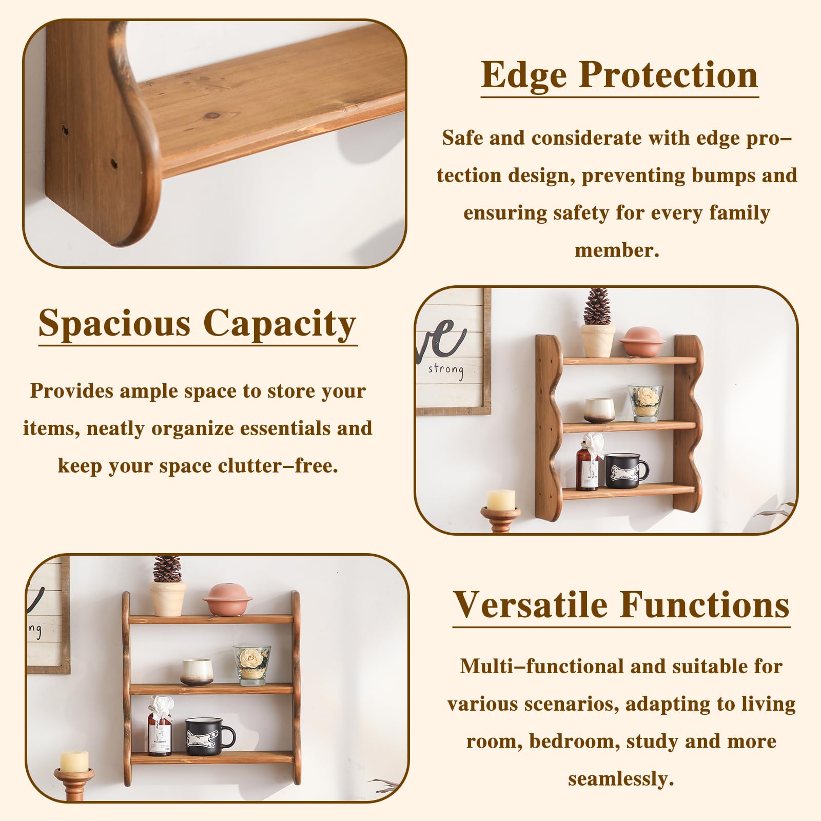 HuiDao wall-mounted shelf with easy installation hardware included.