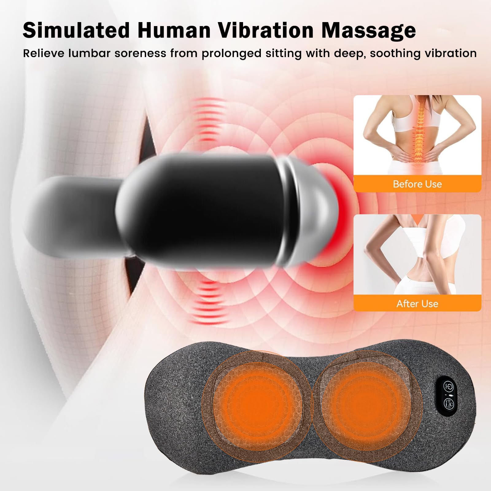 Huieo ergonomic 135-degree back massager curve offering spine-friendly support.