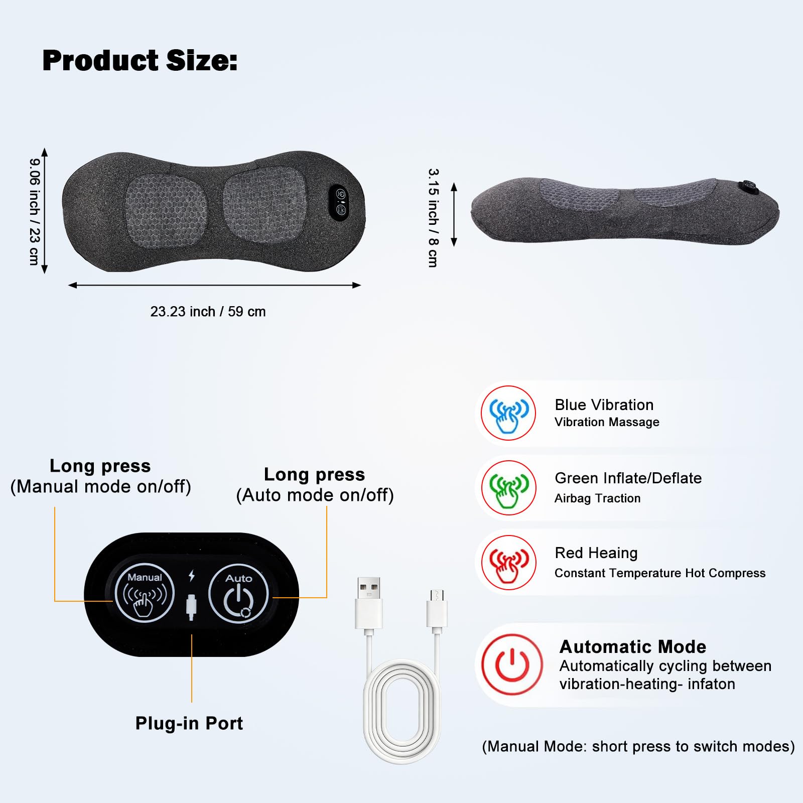 Huieo portable lumbar massager suitable for car, office, and travel.