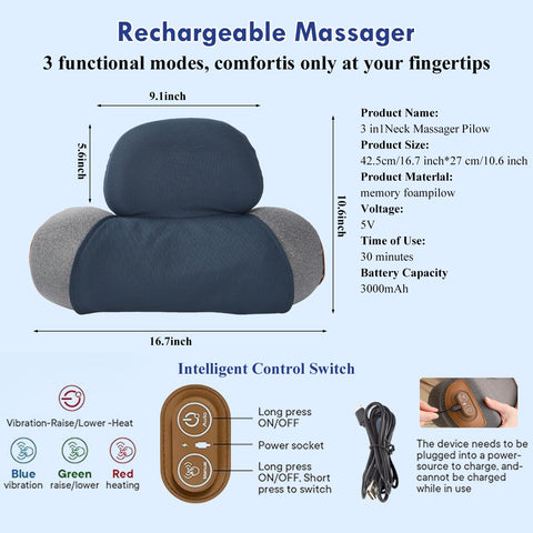 Huieo portable travel neck massager fits in bags for on-the-go relief.