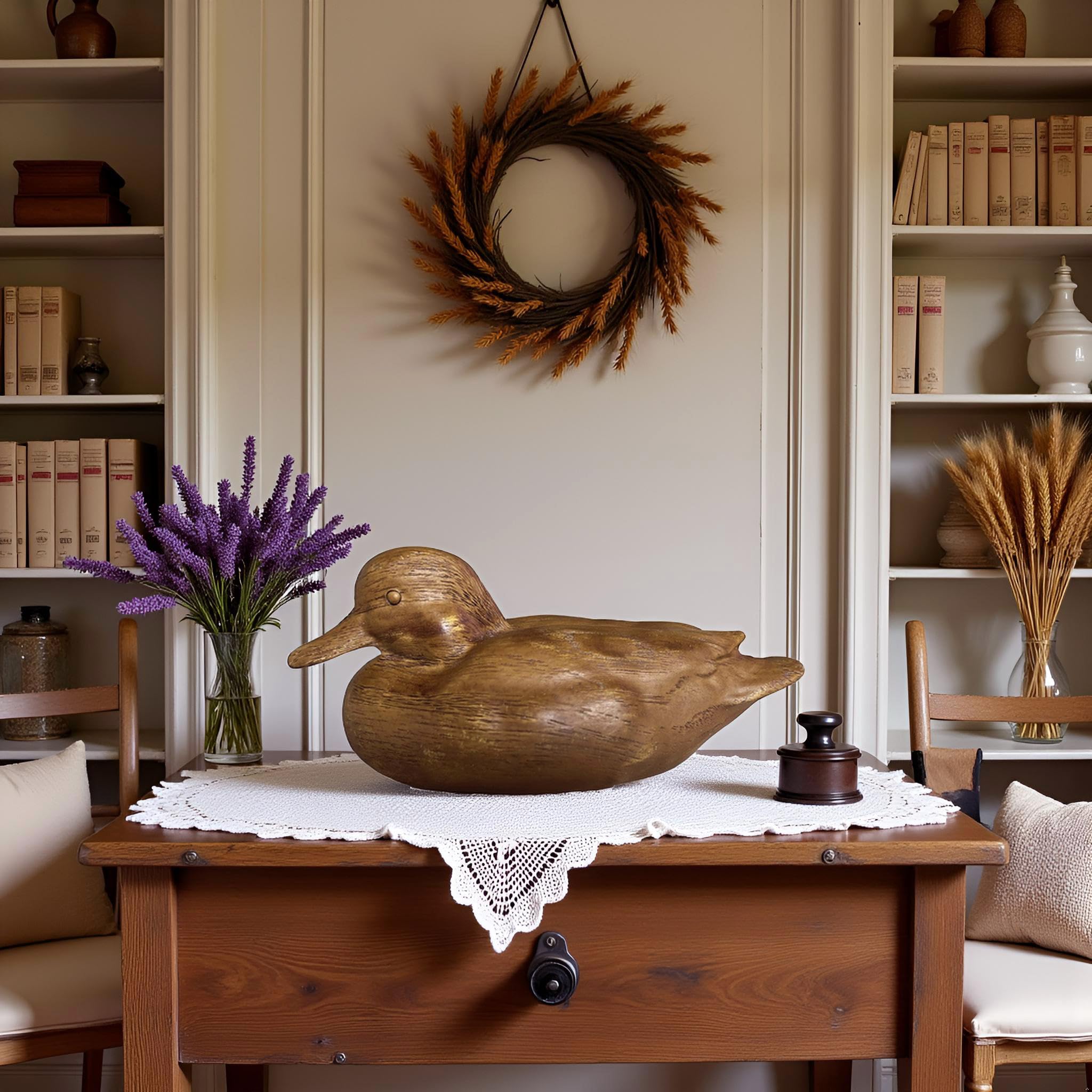 Huitony artisan-made resin duck statue ensures durability.