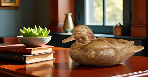 Huitony duck sculpture ideal for desk displays.