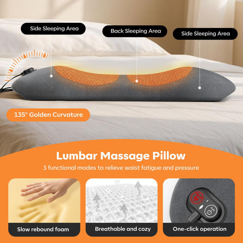 HuixinLine back massager pillow provides extended lumbar support for comfort.