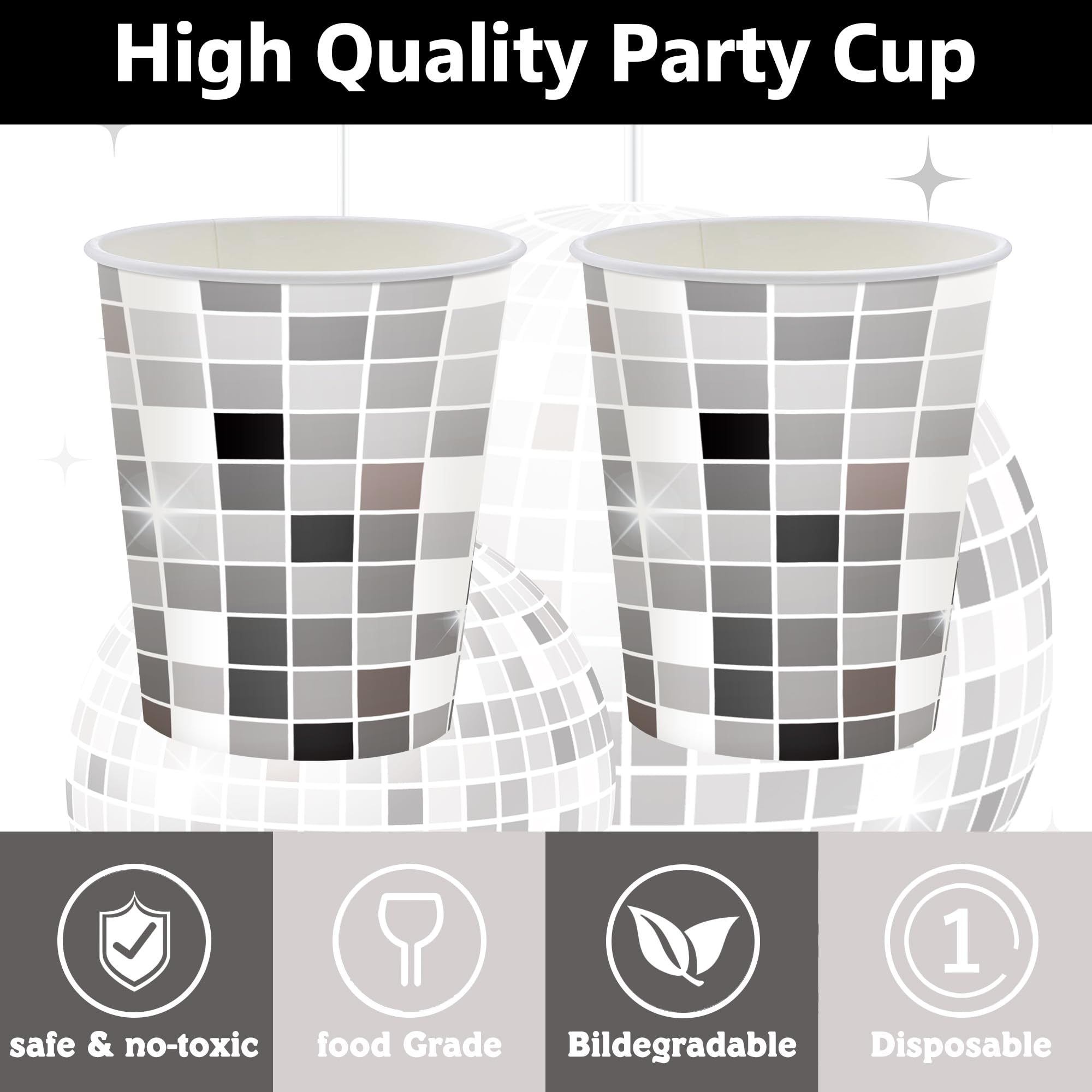 HUIYANFSY disco ball napkins match the silver party theme.