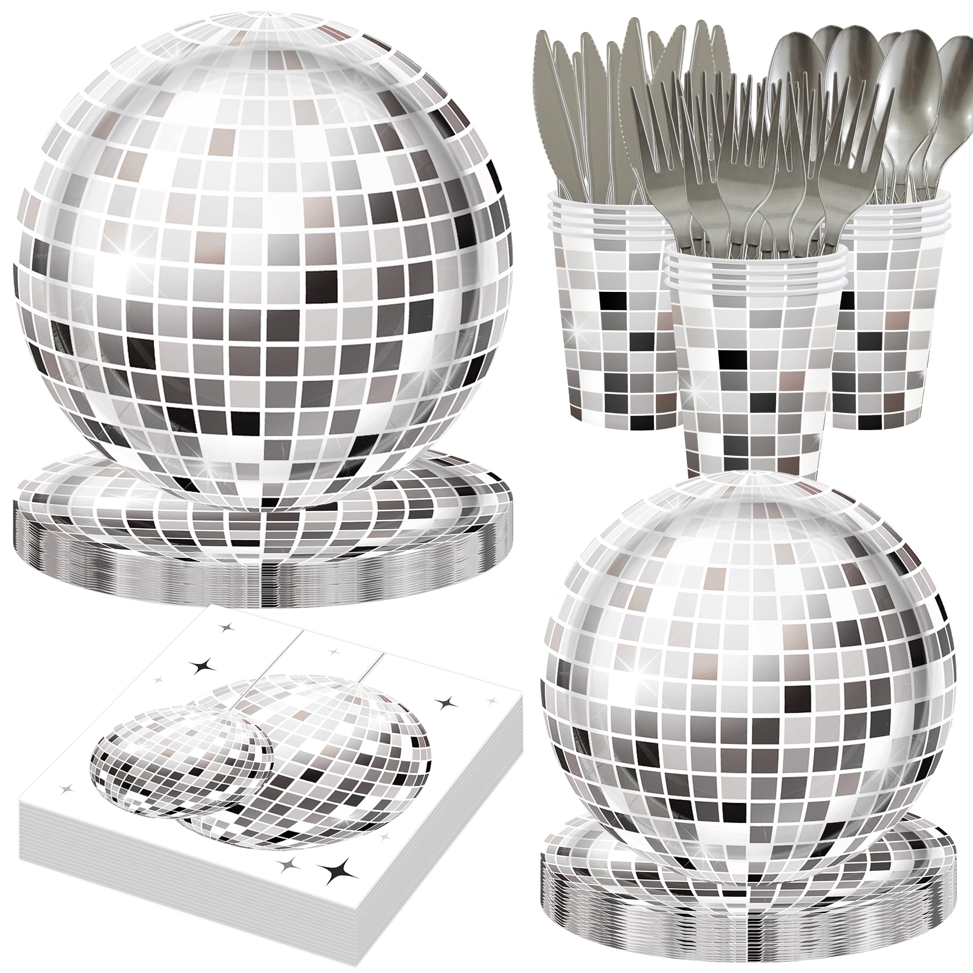 HUIYANFSY 9-inch disco ball plates add festive ambience for guests.