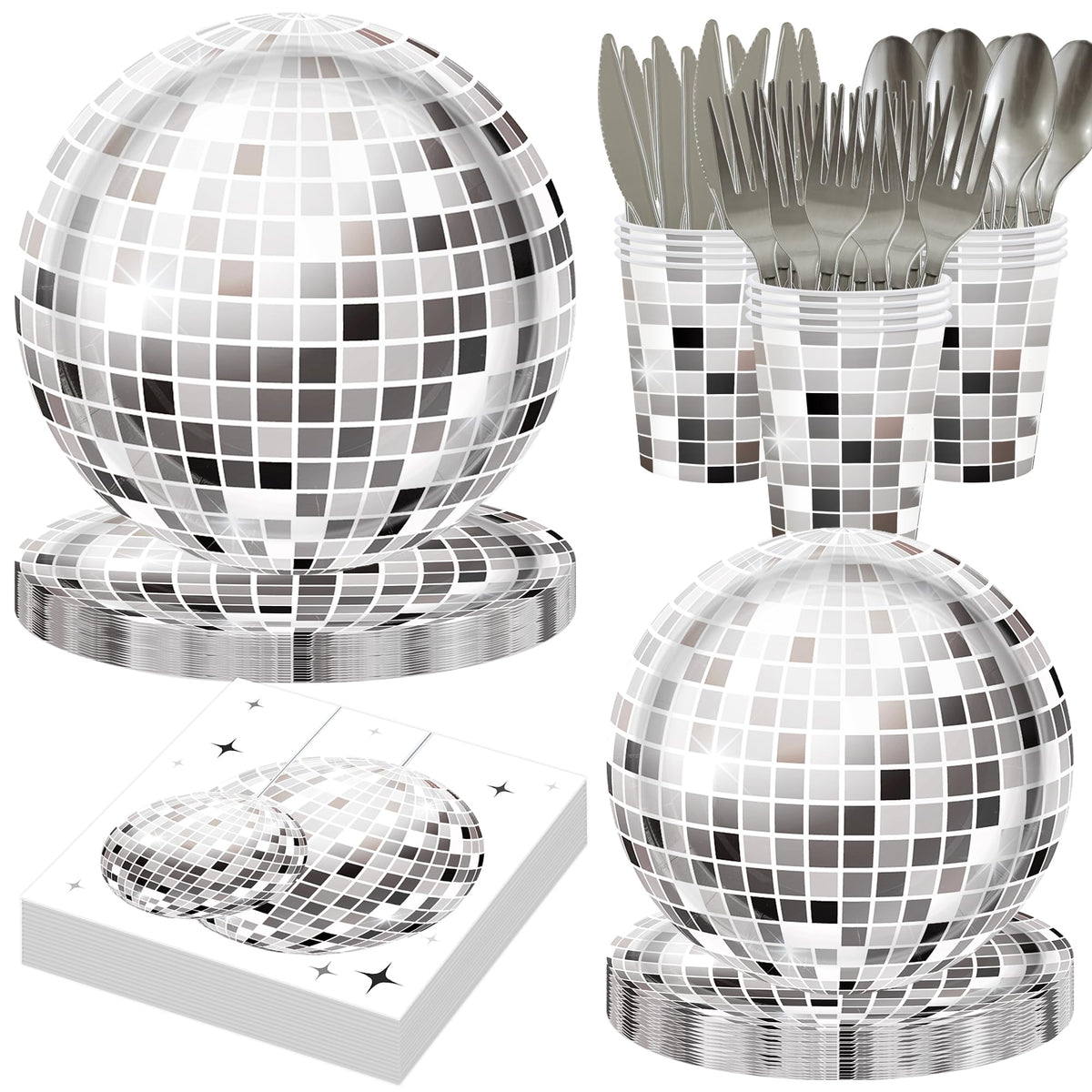 HUIYANFSY 9-inch disco ball plates add festive ambience for guests.