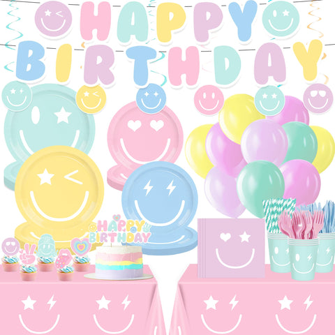 HUIYANFSY smiley face pastel 9-inch plates add festive color and easy cleanup