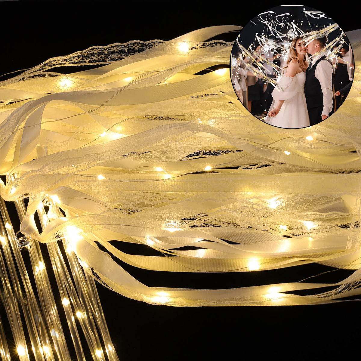 HUIZONHOME wedding wand with silver bell glowing softly for romantic photos