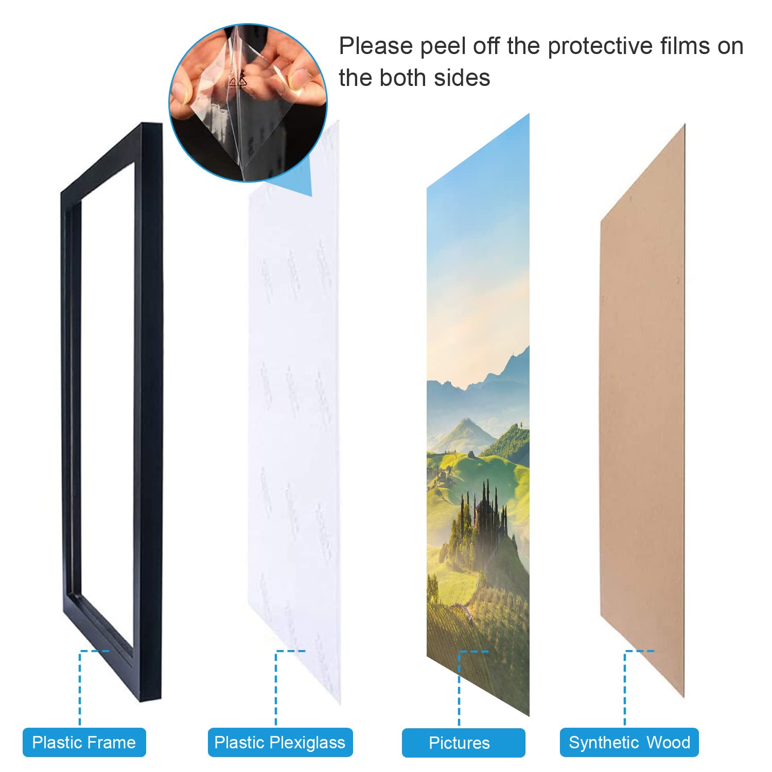 HUKONHEP wall-mounted frame supports vertical and horizontal layouts.