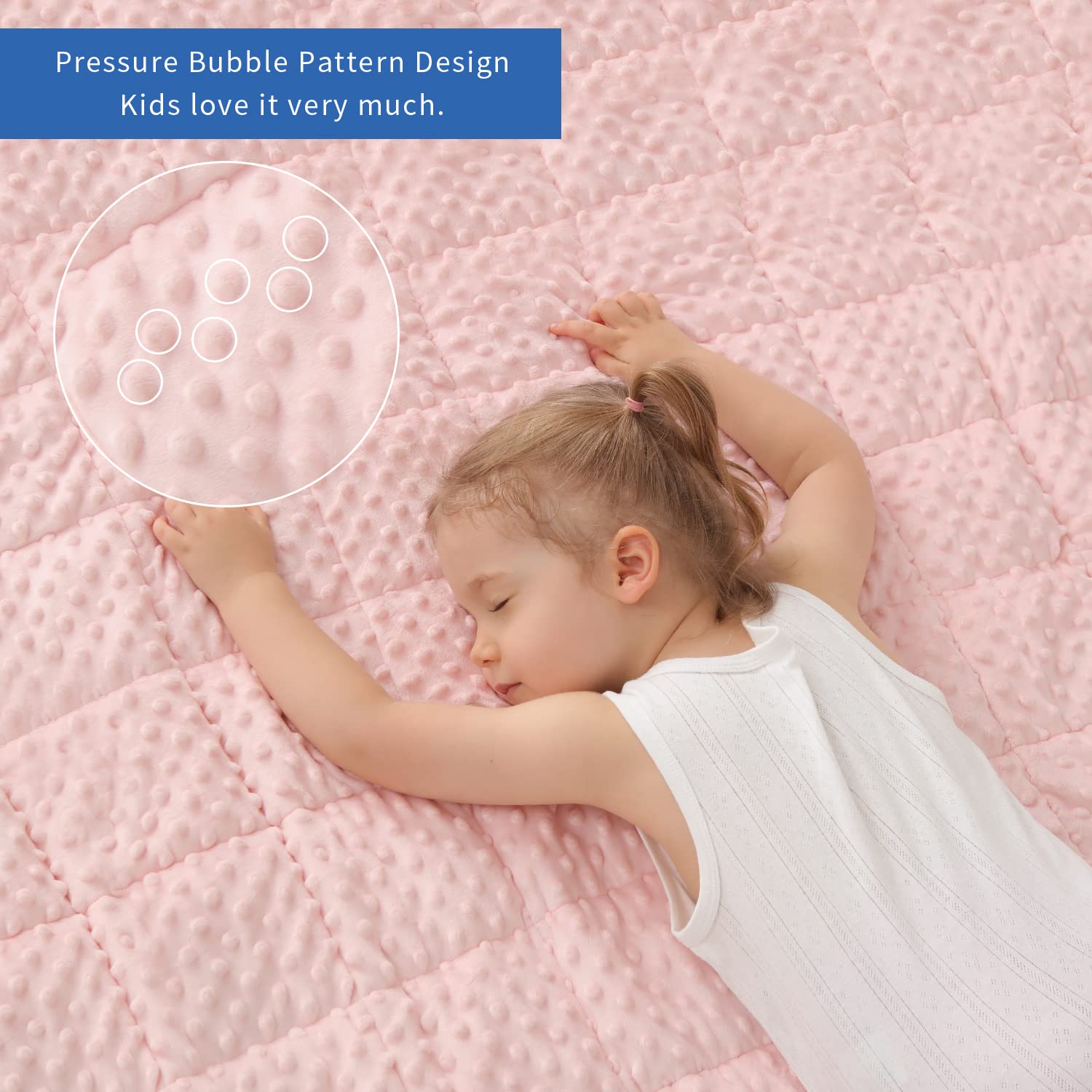 Huloo Sleep Weighted Blanket in pink used on a couch for relaxed moments.
