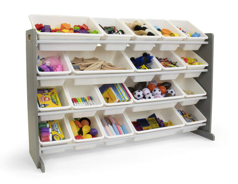 Humble Crew 20 removable bins keep toys neatly accessible for kids.