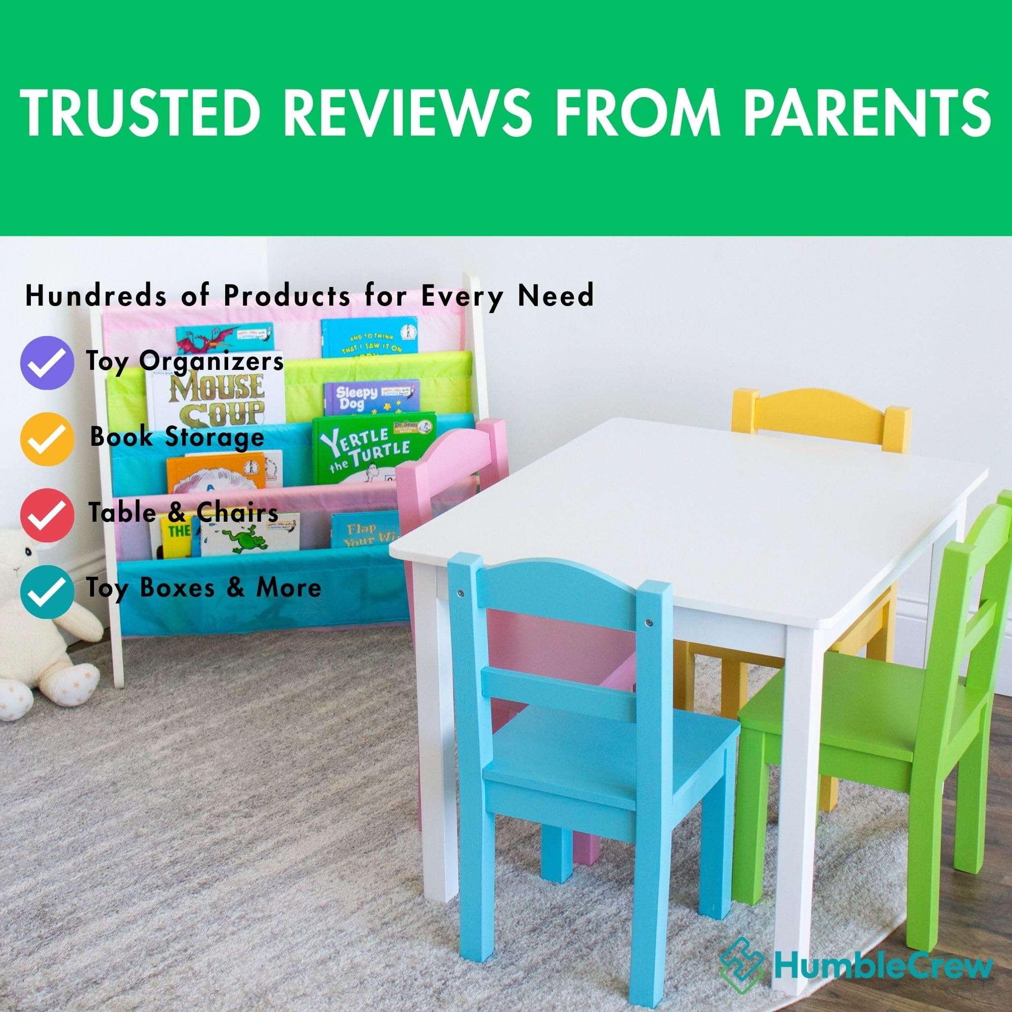 Humble Crew 4-Tier bookshelf smooth surfaces simplify cleaning and care.
