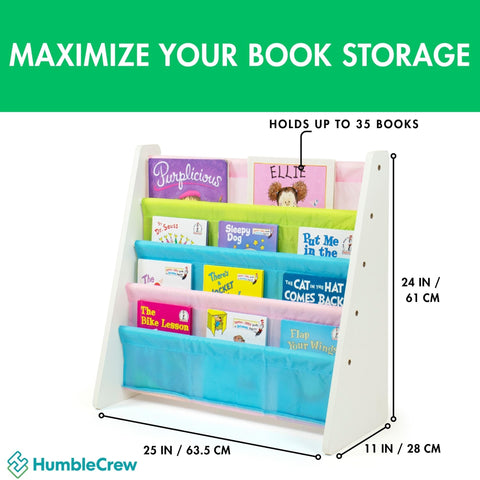 Humble Crew 4-Tier bookshelf deep sleeves accommodate many book sizes.